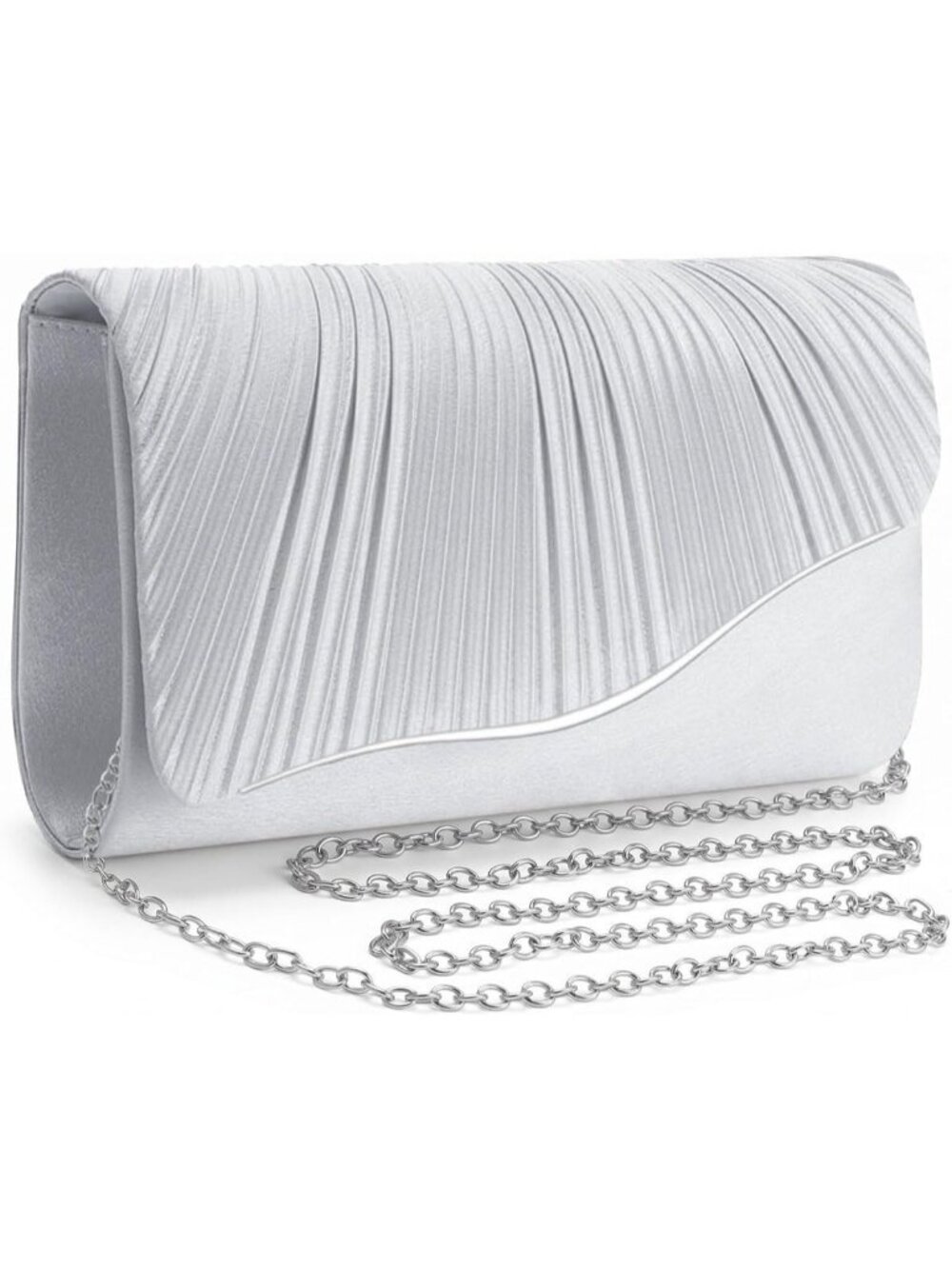👜 Women's Silver Elegant Satin Formal Purses Evening Cocktail Prom Clutch